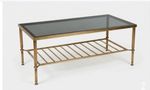Maison Jansen Style French Hollywood Regency Brass & Smoked Glass Coffee Table