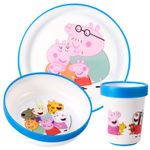 Peppa Pig 3pcs Bicolor Kids Dinner Tableware Set Plate, Bowl & Tumbler