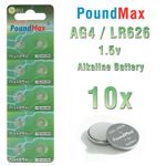 10 X AG4 LR626 Batteries 1.5V - For Watches, Toys, Medical Devices, LED