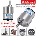 JGB37-520 Geared Motor DC 6/12/24V Reduction Reversible Metal Gear High Torque