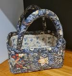 NEW SMALL Quilted Navy Nappy Change/Dolls Bed/Craft Storage Bag White Floral