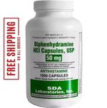 DIPHENHYDRAMINE 50MG 1000ct capsules, SDA LABS, Allergy Relief
