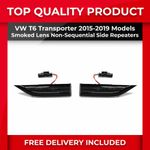 FITS VW T6 2015-19 GLOSS BLACK SMOKED LENS NON SEQUENTIAL SIDE REPEATER PAIR