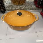 Vintage Le Creuset Cousances Oval Cast Iron Casserole Dish Ombré Mustard Yellow