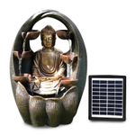 Solar Water Fountain LED Golden Buddha Solar Water Feature Garden Decoration