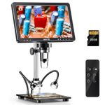 RIEVBCAU 10.1'' HDMI Digital Microscope 2000X 20MP Coin Soldering PCB Repair LED