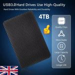 4TB External Hard Drive Disk USB 3.0 HDD Memory Storage for PC Laptop Phone UK
