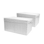 2 x Paper Rope Woven Storage Xmas Hamper Basket Box with White Cloth Lining