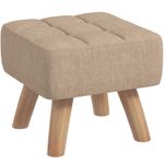 HOMCOM Modern Footstool, Fabric Foot Rest with Rubber Wood Legs, Brown