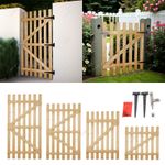 150/180cm Tall Outdoor Wooden Fence Gates Garden Gate Pedestrian Gate w/ Hinges