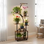 Metal Storage Shelf 8-tier Shelving Unit Flower Rack LED Lights Plant Pot Stand