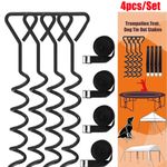 4x Heavy Duty Trampoline Anchor Kit Pegs Tie Down Straps Swing Corkscrew Ground