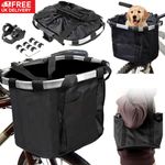 Bicycle Basket Folding Bike Front Handlebar Pet Carrier Frame Bag Shopping Bag