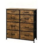WOLTU Sideboard Cabinet 6 Fabric Drawers Rustic Brown Black 86cm