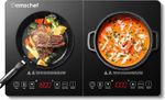 AMZCHEF Double Induction Hob 2800W Portable Cooker Touch Control Black