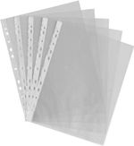 300 x A4 Heavy Duty Clear Plastic Punched Pockets, 11-Hole Poly Wallets Sleeves