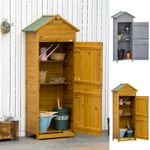 Wooden Garden Storage Shed Tool Cabinet w/ Two Lockable Door