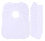 BABY 12 PACK BIBS 100% COTTON WHITE POPOVER THE HEAD ONE SIZE LARGE ROUND NECK