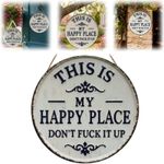 Funny Garden Metal Sign This Is My Happy Place Welcome Sign Home Farm Wall Decor