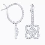 0.85 Carat Lab Created Diamond Lotus Flower Design Earrings Platinum Plated 925