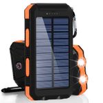 Fast Charging 20000 mAh Solar Power Bank with Dual USB Ports & Flashlights