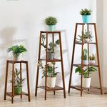 Wisfor 77/97/117cm Tall Bamboo Plant Stand Pot Holder Shelf Corner Side Table
