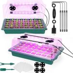2Pack Seed Tray W/Adjustable Grow Light 80Cell Mini Greenhouse Heated Propagator