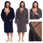 MENS SOFT CORAL POLAR FLEECE BATH ROBE DRESSING GOWN NIGHT LOUNGE WEAR BATHROBE