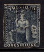 TRINIDAD 1859 1s INDIGO BRITANNIA, SG 29, JUST 4 MARGINS, USED, CAT £425