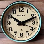 Seiko Salvaged Ships Cabin Clock – Original Green Paint Cream Face Black Hands