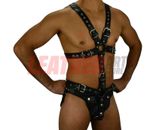 Men’s Genuine Leather Chest Harness Thong Jockstrap – BDSM Fetish Body Harness A