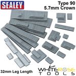 Sealey Type 90 Staples 18 Gauge SWG 5000 Pack 32mm Length 5.7mm Crown Staple