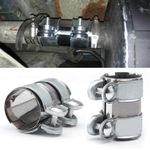 2 inch 51mm Exhaust Pipe Connector Sleeve Double Clamp Tube Adapter Joiner UK