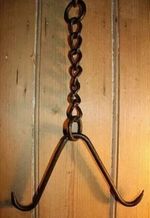 Vintage Wrought Butchers Hook 24'' Inch with Chain Meat Beam Hanging