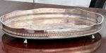 Large Silver Plate Gallery Drinks Tray. With Equestrian Copper Engraving.