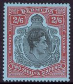 Bermuda 1938-52 2/6d Black & red/pale blue. Perf 13 SG 117d Mnh.