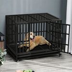 Indestructible Dog Crate Rolling Heavy Duty Dog Cage w/Open-Top for X-Large Dogs