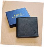 Polo Ralph Lauren Men’s Leather Wallet Black Bifold Small Pony Coin Pocket Gift