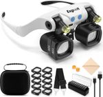 Headband Magnifier with Light, 2X-23X, 5 Interchangeable Lenses, Rechargeable