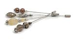 4 x handmade HAT PINS HIJAB PINS LAPEL PINS Smokey Quartz-Honey Jade- Faux Pearl