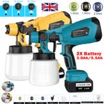 2 Battery Cordless Paint Sprayer Fence Wall HVLP Spray Gun For Makita 18V 1000ML