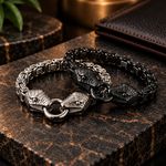Men’s Snake Bracelet Stainless Steel Black Serpent Chain Gothic Biker Jewellery