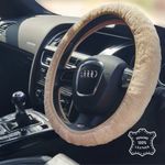 Sheepskin Steering Wheel Cover Elasticated Universal Fit Cools & Heats Wheel