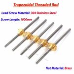 T10-T40 Trapezoidal Right-Hand Threaded Rod Lead Screw Stainless Steel,Brass Nut