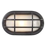 Matt Black Cast Aluminium Outdoor Oval Bulkhead Wall Light by Happy Homewares