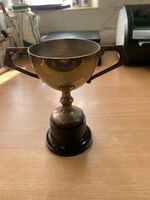 1973 "1ST & 2ND LERWICK" PIGEON RACING EPNS 14cm-TALL TROPHY (P3)