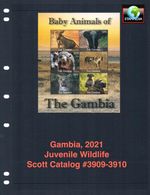 $26.25 Scott Value - 2021 GAMBIA Baby Animals 2 s/s African CV MNH NH UMM