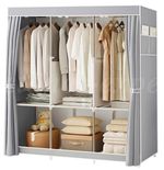 Large Fabric Canvas Wardrobe With Clothes Hanging Rail Shelving Storage Closet