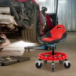 Rolling Garage Stool Mechanic Seat on Wheels with Tool Storage Tray