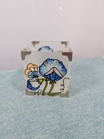 Cascadia The Art of Glass candle/votive holder Hand Painted Blue Sweet Pea